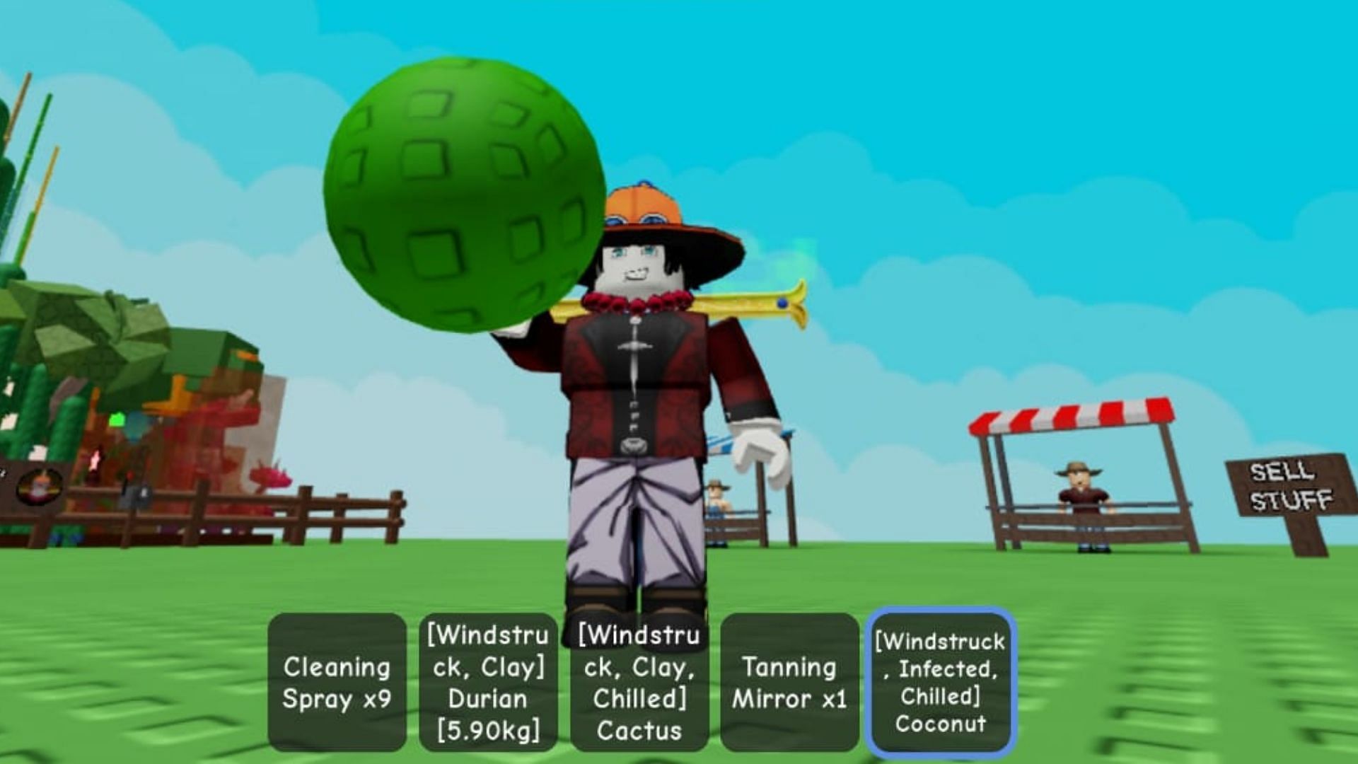 A Windstruck, Chilled, and Infected Coconut (Image via Roblox)